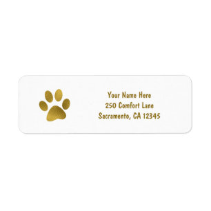 Gold Puppy Dog Paw Faux Gold Label