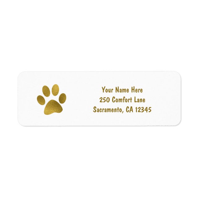 Gold Puppy Dog Paw Faux Gold Label (Front)
