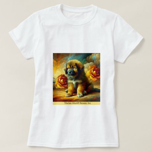 Gold Puppy with Flowers T_Shirt