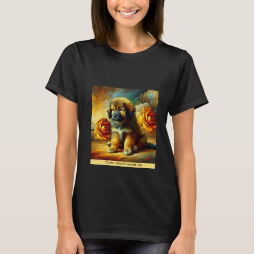 Gold Puppy with Flowers T_Shirt