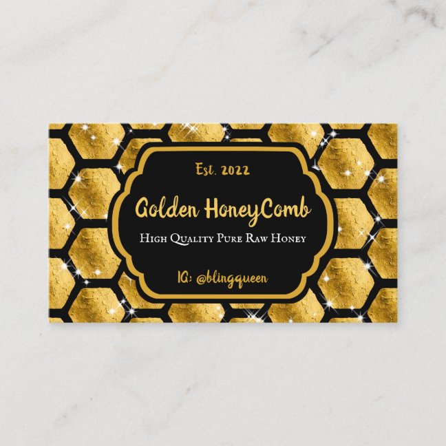 Gold Pureraw Farm Glitz Honeycomb Business Card