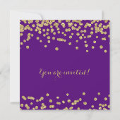Gold Purple 21st Birthday Faux Glitter Confetti Invitation (Back)