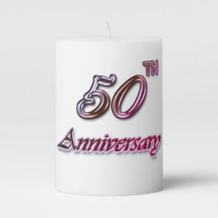 Gold Purple 50th Anniversary Pillar Candle