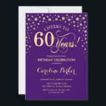 Gold Purple 60th Birthday Party Invitation<br><div class="desc">60th Birthday Party Invitation. Elegant design with faux glitter gold and purple. Cheers to 60 Years! Perfect for a glam birthday celebration. Personalize with your own details. Message me if you need further customization. Printed Zazzle invitations or instant download digital printable template.</div>