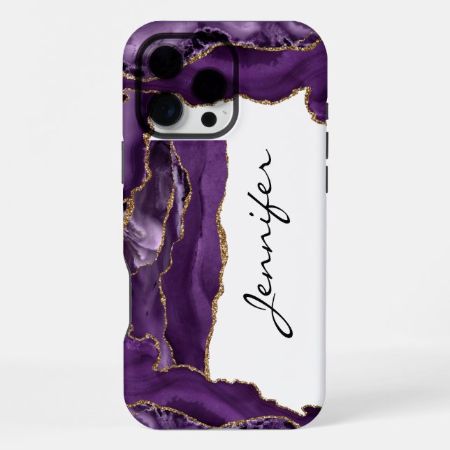 Gold Purple Agate Geode iPhone Case (Back)