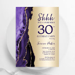 Gold Purple Agate Surprise 30th Birthday Invitation<br><div class="desc">Purple and gold agate surprise 30th birthday party invitation. Elegant modern design featuring watercolor agate marble geode background,  faux glitter gold and typography script font. Trendy invite card perfect for a stylish women's bday celebration. Printed Zazzle invitations or instant download digital printable template.</div>