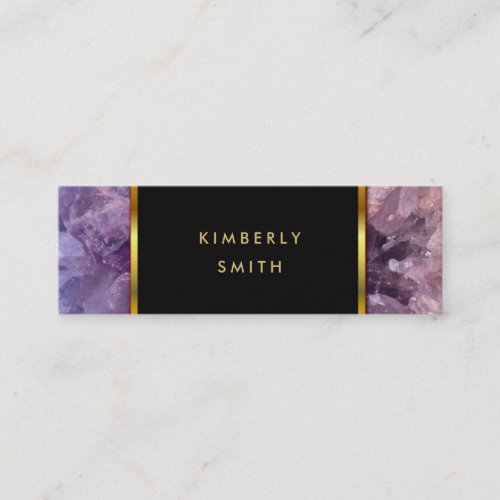 Gold purple amethyst gemstone geode mini business card