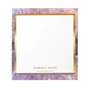 Gold purple amethyst gemstone mineral personalized notepad