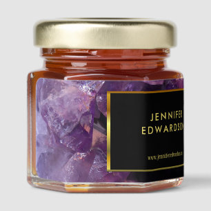 Gold purple amethyst promotional honey jar favors