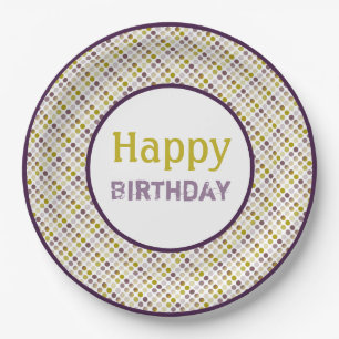 Gold Purple and Plum Polka-Dot Paper Plates