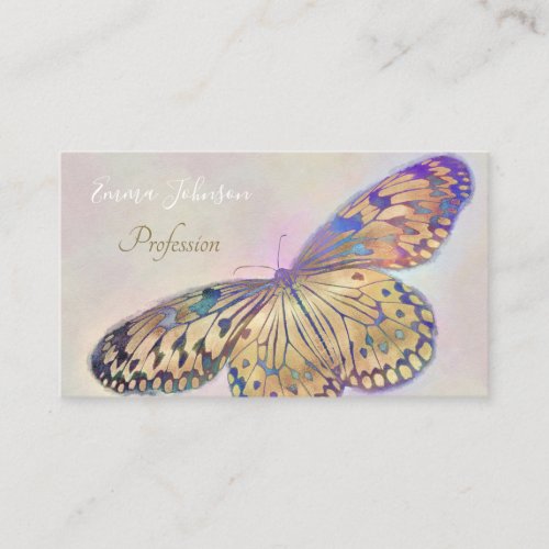 Gold Purple Blue Butterfly Pattern Business Card