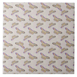 Gold Purple Blue Butterfly Pattern Ceramic Tile