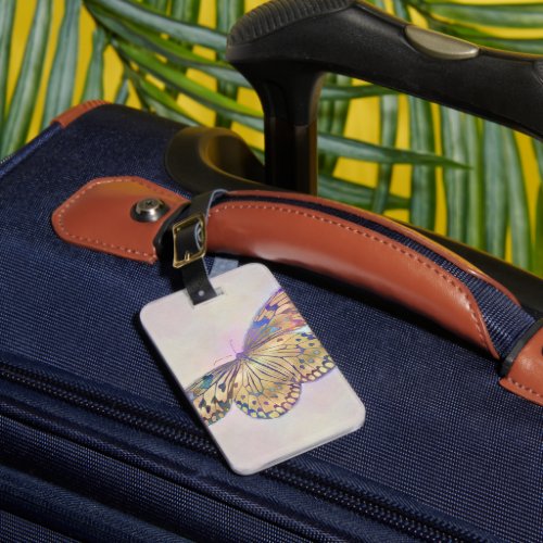 Gold Purple Blue Butterfly Pattern Luggage Tag