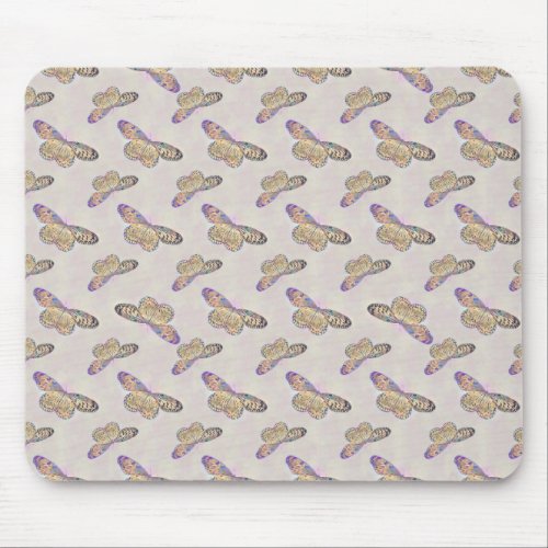 Gold Purple Blue Butterfly Pattern Mouse Pad