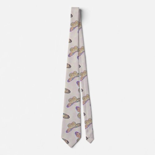 Gold Purple Blue Butterfly Pattern Neck Tie