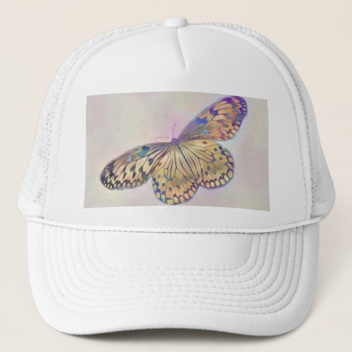 Gold Purple Blue Butterfly Pattern Trucker Hat
