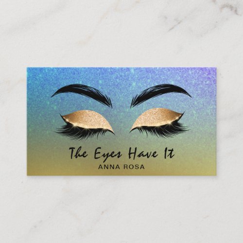  Gold PURPLE BLUE Girly Lashes Extensions Brows Business Card