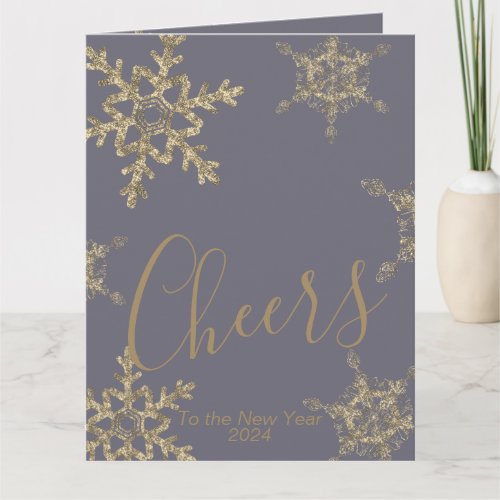Gold Purple Cheers to the New Year Corporate Card