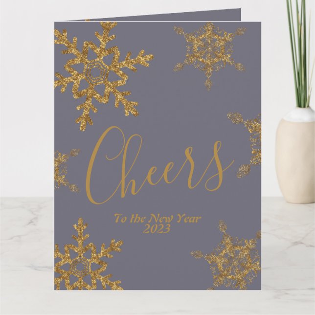 Gold Purple Cheers to the New Year Corporate Card (Front)