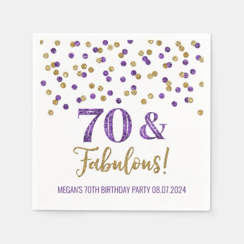 Gold Purple Confetti 70  Fabulous Napkins