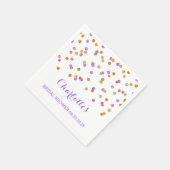 Gold Purple Confetti Bridal Shower Paper Napkins (Corner)