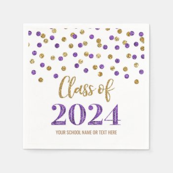 Gold Purple Confetti Class Of 2024  Napkins by DreamingMindCards at Zazzle