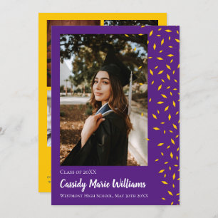 Gold Purple Confetti Graduation Announcement