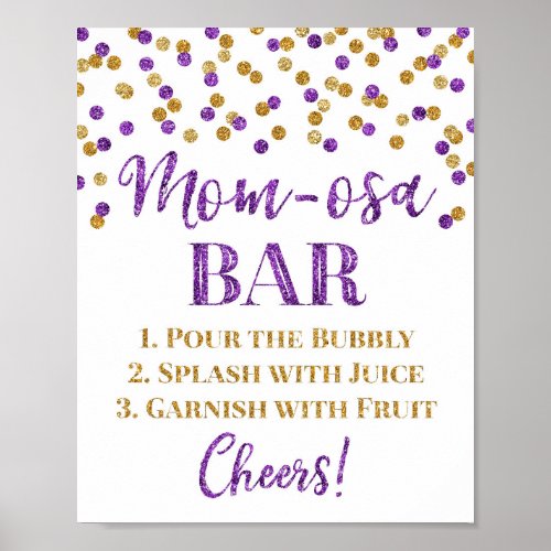 Gold Purple Confetti Mom_osa Bar Sign Baby Shower