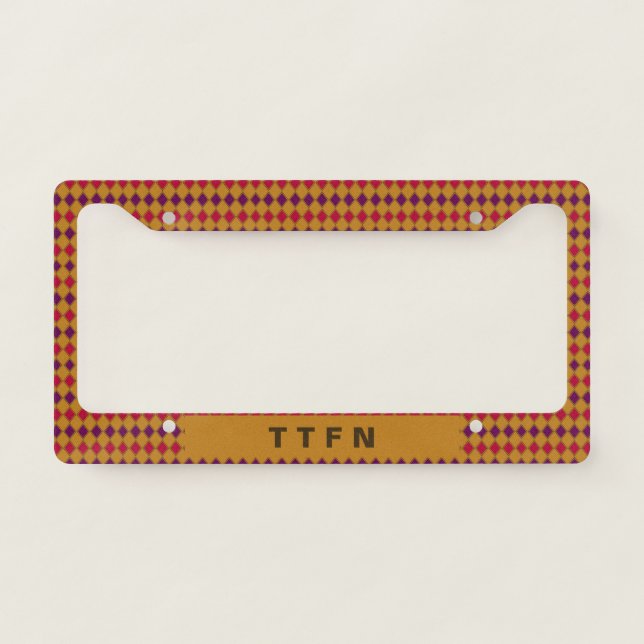 Gold Purple Coral Diamonds License Plate Frame (Front)