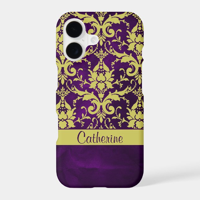 Gold Purple Damask Case-Mate iPhone Case (Back)
