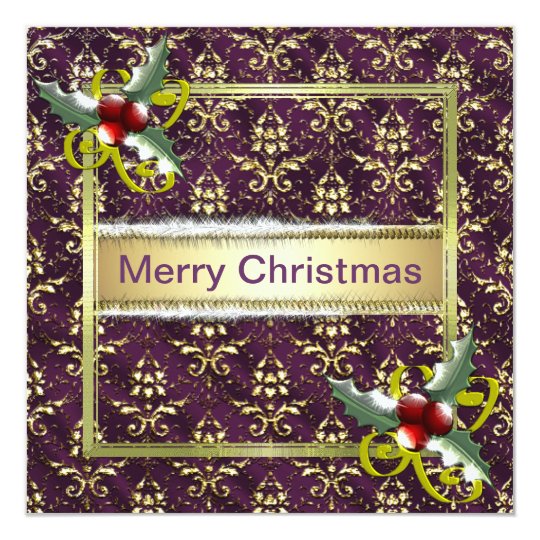 Gold Purple Damask Christmas Template