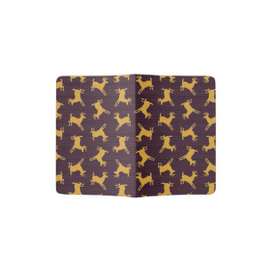 Gold & Purple Deer Pattern Vintage Deer Art Passport Holder