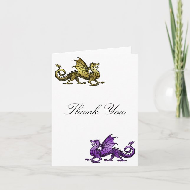 Gold Purple Dragon Thank You Card (Front)