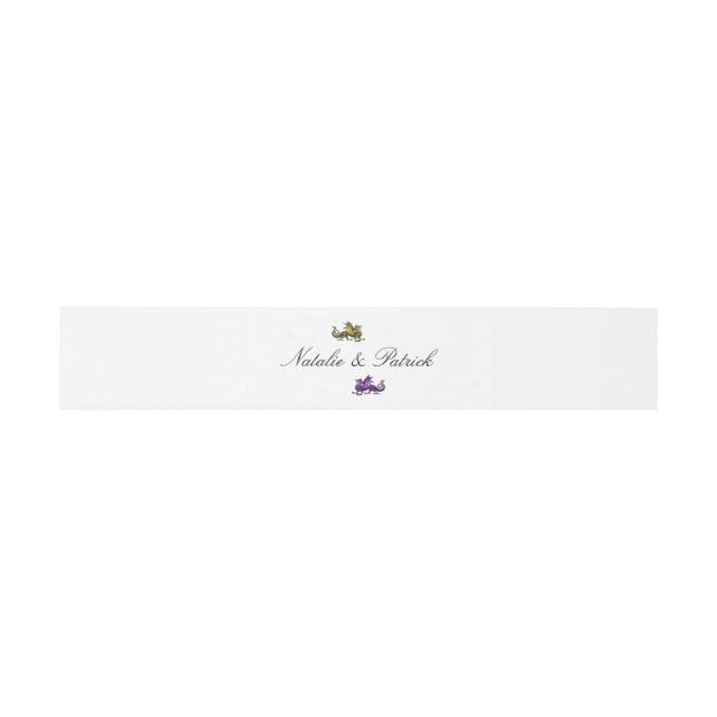 Gold Purple Dragon Wedding Belly Bands Invitation Belly Band (Flat)
