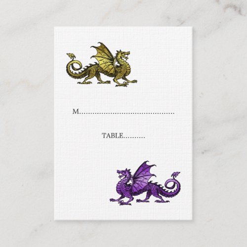 Gold Purple Dragon Wedding Place Card