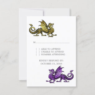 Gold Purple Dragon Wedding Response Card