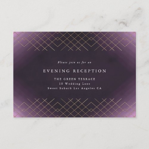 Gold Purple Elegance Diamond Geo Deco Wedding Enclosure Card