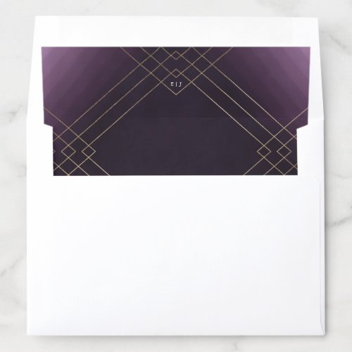 Gold Purple Elegance Diamond Geo Deco Wedding Envelope Liner