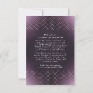 Gold Purple Elegance Diamond Geo Deco Wedding RSVP Card