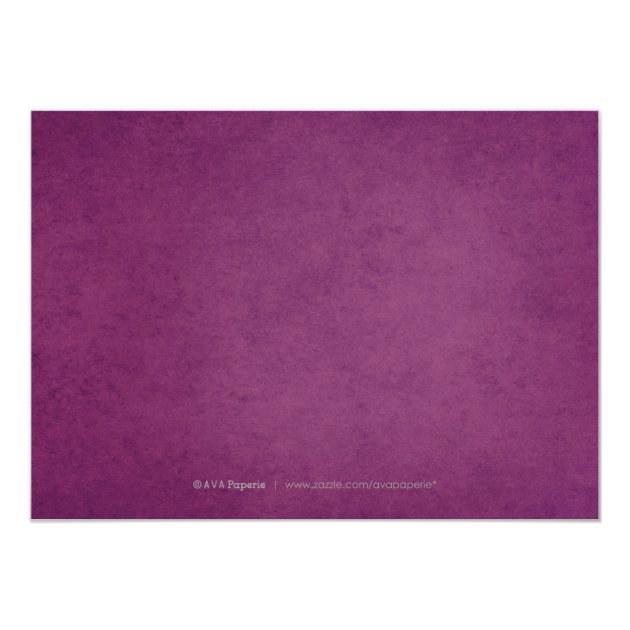 Gold Purple Elegant Vintage Lace Wedding Reception Card
