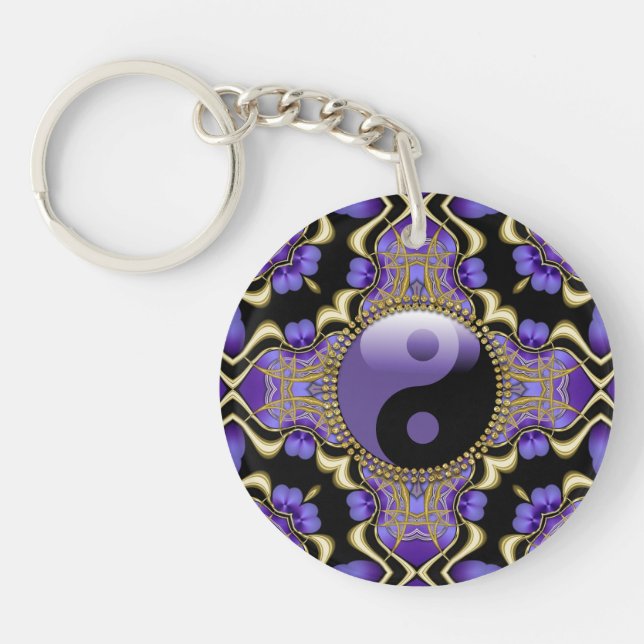 Gold Purple Energy YinYang Key Chain (Front)