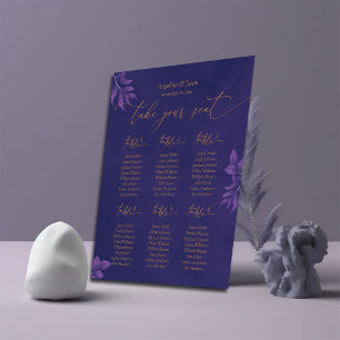Gold & Purple Eucalyptus Wedding Seating Chart Foam Board