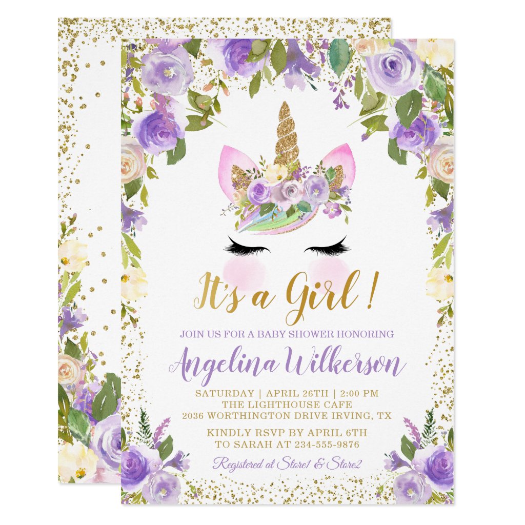 zazzle unicorn baby shower invitations