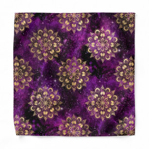 Gold & Purple Galaxy Dharma Mandala Pattern Bandana
