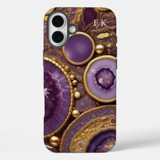 Gold Purple Gemstone iPhone 16 Plus Case