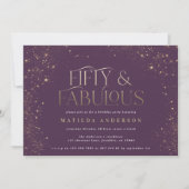 Gold purple glitter 50 and fabulous birthday party (Front)