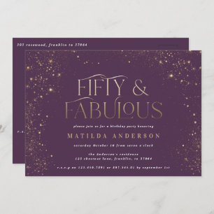 Gold purple glitter 50 and fabulous birthday party