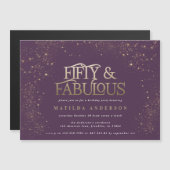 Gold purple glitter 50 and fabulous birthday party (Front/Back)