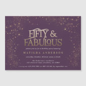 Gold purple glitter 50 and fabulous birthday party (Front)