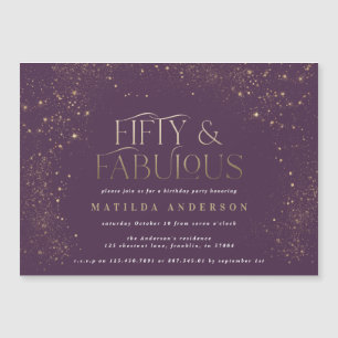 Gold purple glitter 50 and fabulous birthday party